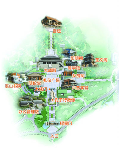 貴陽孔學(xué)堂主要建筑景點(diǎn)分布圖